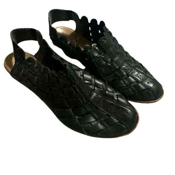 Rieker black leather woven slingback Leath 40 9 - Picture 2 of 6